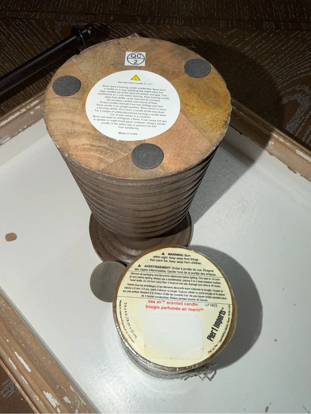 Pier 1 Pillar Candle and Stand